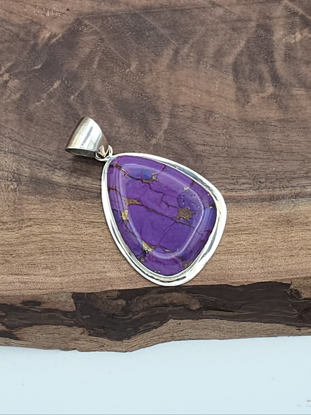 Vtg y2k Purple Turquoise 925 Sterling Silver Pendant Slide Enhancer Southwestern